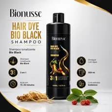 Shampoo Tonalizante 3 em 1 Preto Intenso - Bionusse Hair Dye Bio Black - Sem Amônia 100% Natural