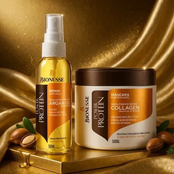Máscara de Hidratação Collagen Capilar Intensiva 500g + Óleo Reparador de Pontas Argan Oil 50ml
