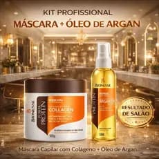 Máscara Capilar Collagen Hidratação Intensiva 500g + Óleo Argan 50ml - Brilho Fortalecimento