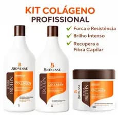 Kit Shampoo e Condicionador 1L - Máscara Colágeno 500g Hidratação Intensiva - Bionusse Profissional