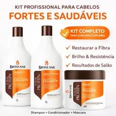 Shampoo e Condicionador Collagen Argan 1Litro -  Máscara Hidratação Intensiva Power Protein 500g