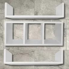 Nicho 2 Prateleira U + 1 Nicho Com Divisória 100% Mdf Branco fosco p\Banheiro