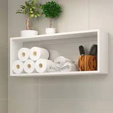 Nicho Retangular Em MDF Suspenso 50cm Para Sala Quarto Banheiro Organizador Papel Higiênico