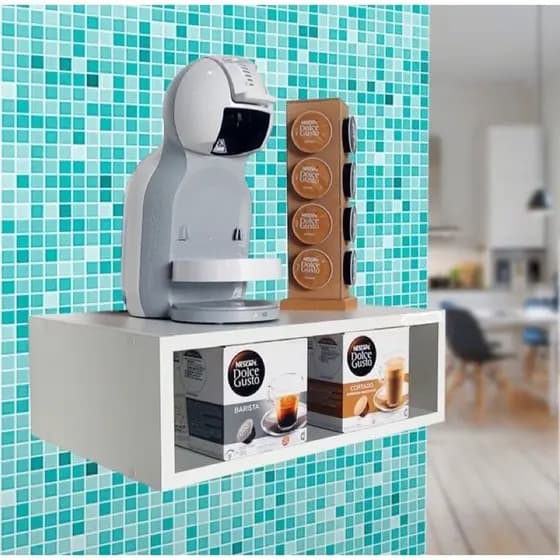 Suporte Para Cafeteira Nicho Suspenso Cozinha Café Cápsulas Mdf Branco