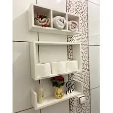 Kit 3 Prateleiras Em MDF Banheiro Sala Quarto Já Montado Só Instalar 3 peças Promoçao