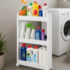 Nicho Armário Lavanderia Multi uso Organizador Com Rodinhas De Cozinha Lavanderia Prateleira 100% MDF Branco
