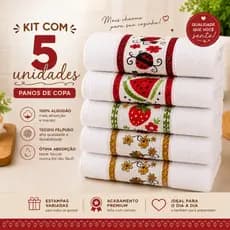 Kit 5 e 3 Panos de Prato Jacquard Felpudos 100% Algodão 65x75cm Alta Absorção Cozinha