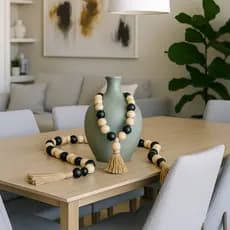 Colar Japamala Decorativos de Madeira Decoração Rústica Minimalista - Kit com 02 Peças