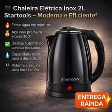 Chaleira Elétrica Aço Inox 2L 1000W 1500W Alta Tecnologia Segurança Automática Cozinha