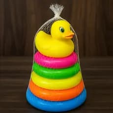 Brinquedo Didático Infantil Torre de Argolas – Tema Animais Patinho Peixinho Girafa Educativo