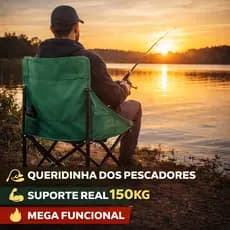 Cadeira Camping Pesca Dobrável Reforçada Até 120Kg Portátil Com Bolso Lateral Resistente Para Praia