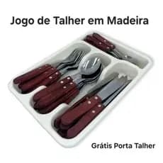 Jogo De Talher - Faqueiro Madeira - Fratelli - Porta Talher Com Divisória
