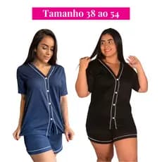 Kit 2 Pijamas PLUS SIZE Americano Curto de Botão Roupa Dormir Baby Doll Maternidade Feminino Amamentação Pós Parto Verão