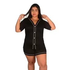 Pijama PLUS SIZE Americano Curto de Malha Roupa Dormir Botão Feminino Baby Doll Maternidade Amamentação Pós Parto Verão