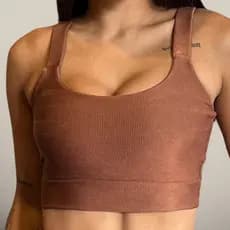Top Canelado de Academia Reforçado Fitness Sustentação Roupa Feminina Treino Topper Feminino Crossfit Corrida Ginástica