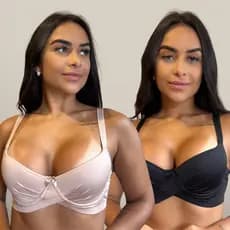 Kit 2 Sutiãs PLUS SIZE Push Up de Bojo Confort Reforçado Alta Sustentação Soutien Feminino Confortável Seios Grandes Aro