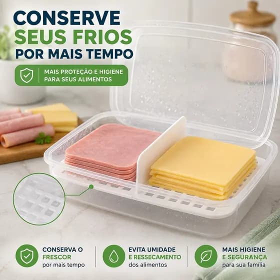 Pote Porta Frios Com Divisória 2,3L Organizador De Geladeira
