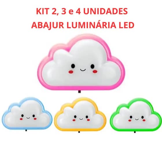 Abajur de Tomada Lâmpada LED Infantil Luminária Quarto Nuvem Bivolt Automático Funciona 110V e 220V