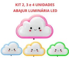 Abajur de Tomada Lâmpada LED Infantil Luminária Quarto Nuvem Bivolt Automático Funciona 110V e 220V