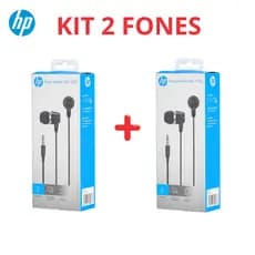 Kit 2 Fones de Ouvido Com Fio Microfone Integrado HP DHE7000 Preto Original Nota Fiscal e Garantia