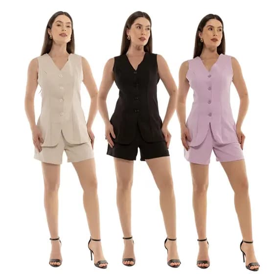 Conjunto  Feminino Colete Com Short TR-CON-052