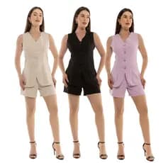 Conjunto  Feminino Colete Com Short TR-CON-052