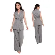 (049 #) Conjunto De Calças Formais Femininas E Colete Blazer P/M/G/GG.TR-CON-049