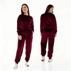 050# Conjunto Feminino Veludo Plus Com Bolso TR-CON-050
