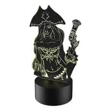 Luminária 3d - Miss Fortune Campeã League Of Legends - Lol Preto Amarelo Esverdeado