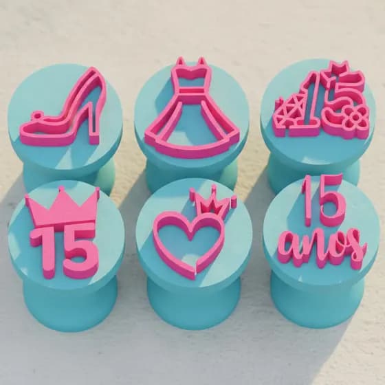 Kit 6 Carimbos Marcador Brigadeiro/Doces 15 Anos Modelo 2
