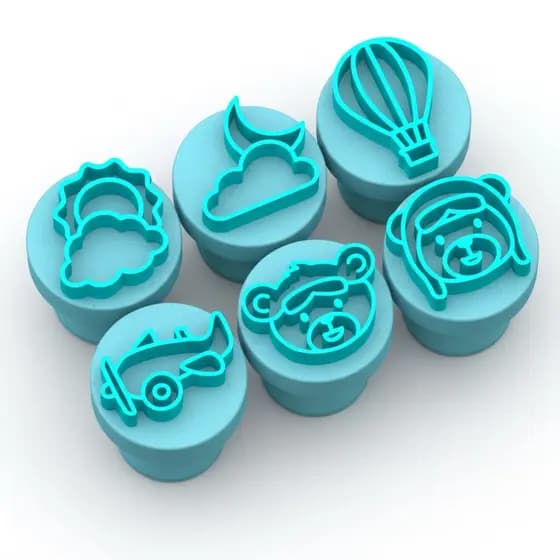 Kit 6 Ursinho Aviador- Carimbos para Doces / Brigadeiros