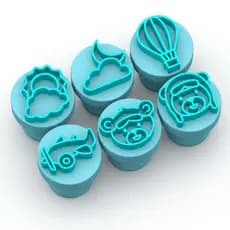 Kit 6 Ursinho Aviador- Carimbos para Doces / Brigadeiros
