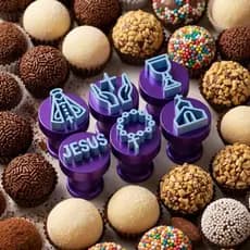 Kit 6 Carimbos Marcador Doces Igreja BATIZADO Molde Festa Confeitaria Batismo Modelo 3