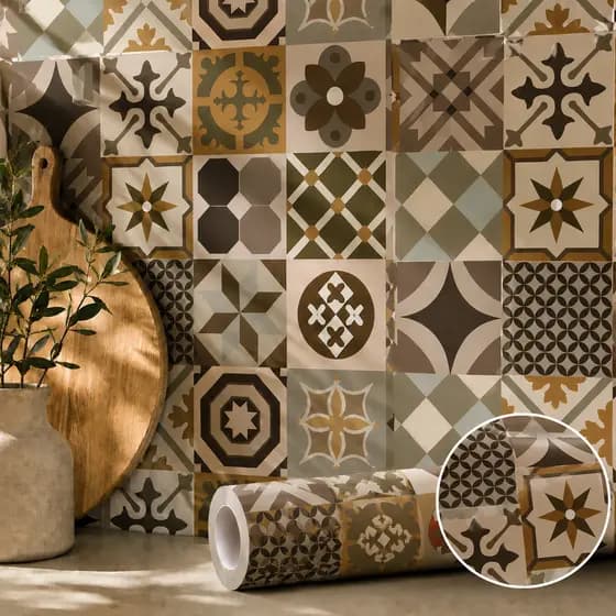 Papel De Parede Para Cozinha lavável Impermeável Meia Parede Autocolante Azulejos