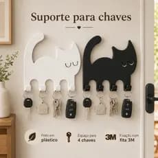 Porta Chaves De Parede Organizador Com 4 Ganchos Adesivo Para Chaves Casa Cozinha Entrada