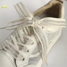 [Sunshine] Cadarços Planos Largos Com Laço De 2 Cm , Listrados Transparentes De Seda De Peixe , Tênis Bla , Sapatos De T