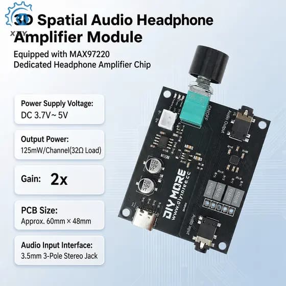 Módulo Amplificador De Fone De Ouvido Estéreo DC3.7V-5V DM-AB001 MAX97220 De 3.5 Mm Tipo C
