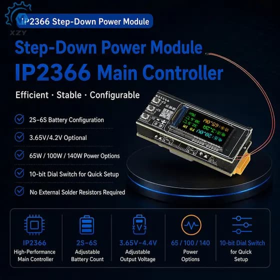 0.96-Polegada TFT Tela Colorida IP2366 Step-Up/Down 2-6S Placa De Carregamento De Bateria De Lítio PD 140W Módulo De Car