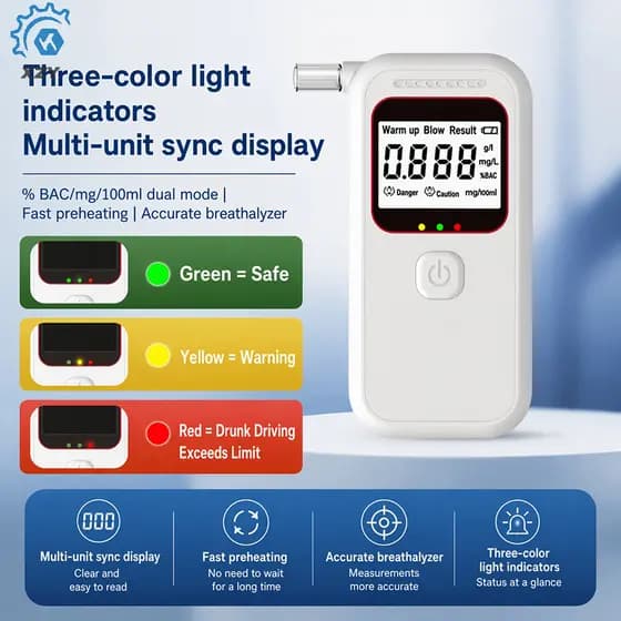 Tipo De Sopro Bêbado Condução Digital Testador De Álcool Com Tela Grande LCD E Transmissão De Voz Portátil Solubilidade