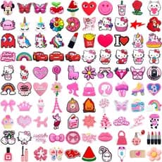 Quente 1 Pçs Série Rosa Sapatos Encantos DIY Tamancos Sapato Aceessories Sandálias Pinos Chinelos Decoração Crianças Pre