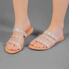Sandalia Rasteirinha Chinelo Feminino Rasteira Tiras Tacha Spike Esfera Lançamento Confortavel