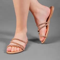 Sandalia Rasteirinha Chinelo Feminino Rasteira Dia A Dia Tiras Lançamento Confortavel Brilho Strass