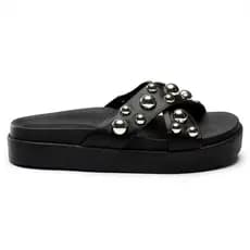 Papete Feminina Birken Tachas Esfera Sandalia Rasteirinha Flat Confortável Macio