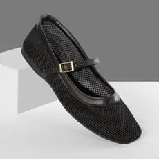 Sapatilha Feminina Tela Boneca Elegante Confortável Fivela Telinha Transparência Moda Casual