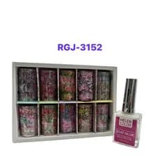 FOIL DE UNHA P Nail Art Com 10 Unidades e Cola de Foil Helen Color RGJ-3152