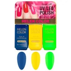 Kit c/ 3 Esmaltes em Gel Helen Color UV/LED 21ml, Trio de Esmalte de Unhas e Nail Art para Manicure Profissional