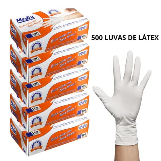 500 Luvas Látex Descartável Medix Com Pó Tam PP P M G - Envio Imediato