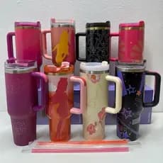 Copo Térmico Barbiiii Com Alça Tampa e Canudo 1200ml Garrafa Rosa Colorido