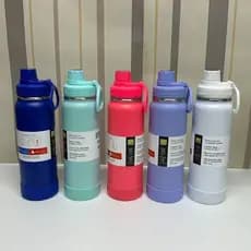 Garrafa Termica Vacuo Anti Vazamento 350ML 600ML800ML 1000ml  Escolar Infantil Adulto Com Alça Chaveiro Com Borracha