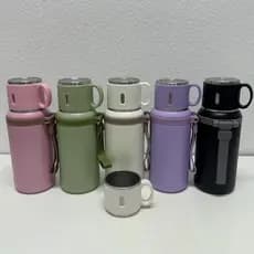 Copo térmico 600ML portátil de dupla função, xícara de café e xícara de chá